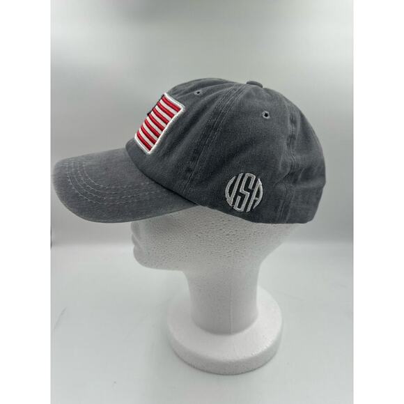 United States USA Flag America Distressed Gray Strap back Hat Cap Patriotic - Picture 3 of 4